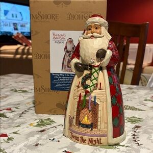 Jim Shore stockings, “hung by the chimney with care”